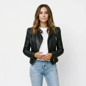 Adeline - Stylish Faux Leather Biker Jacket for Women