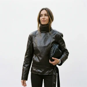 Oversized Brown Faux Leather Jacket for Autumn and Winter